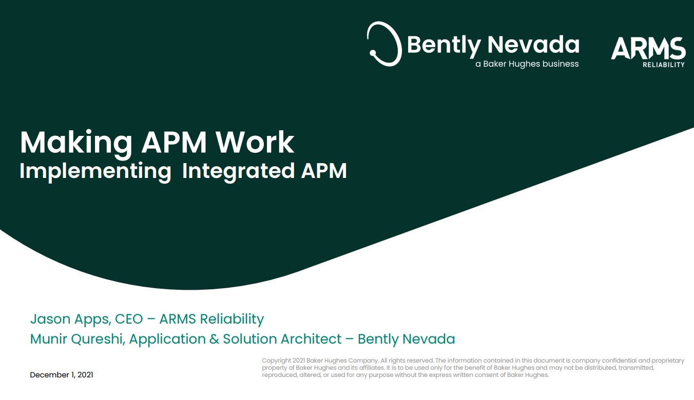 Making APM Work Implementing Integrated APM ARMS Reliability